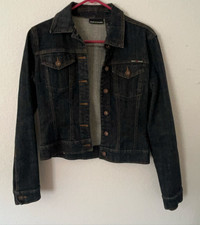 DKNY Women's XS Dark Blue Cotton Denim Jacket Classic Button Accents