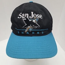 Vintage San Jose Sharks NHL Snapback Hat Twins Enterprise Teal Black 90s Cap