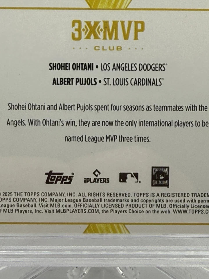 2025 Topps Welcome to the Club Ohtani & Pujols #D4 folha rosa dupla “3X MVP” /125 - Imagem 4 de 4