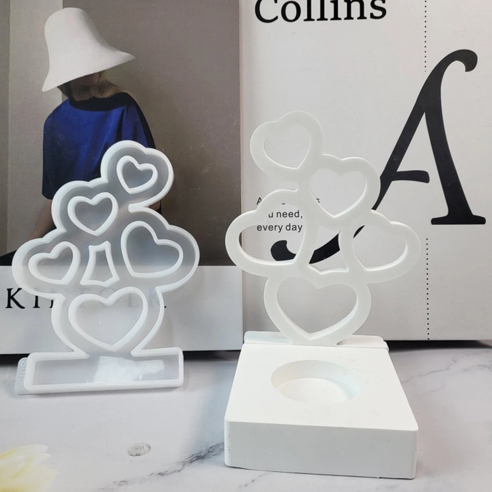 Love Heart 树脂蜡烛模具铸造模具粘土 DIY 工艺品 环氧制作模具 — 第 3/4 张图片