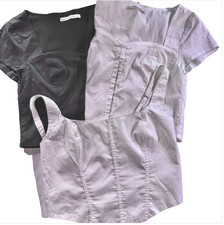3 Abercrombie Cropped Corset tops 2 white 1 black Size SMALL