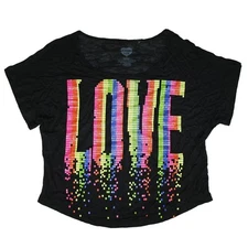 Modern Lux Women's Love Glitter Graphic Print T-Shirt Size Small NWT