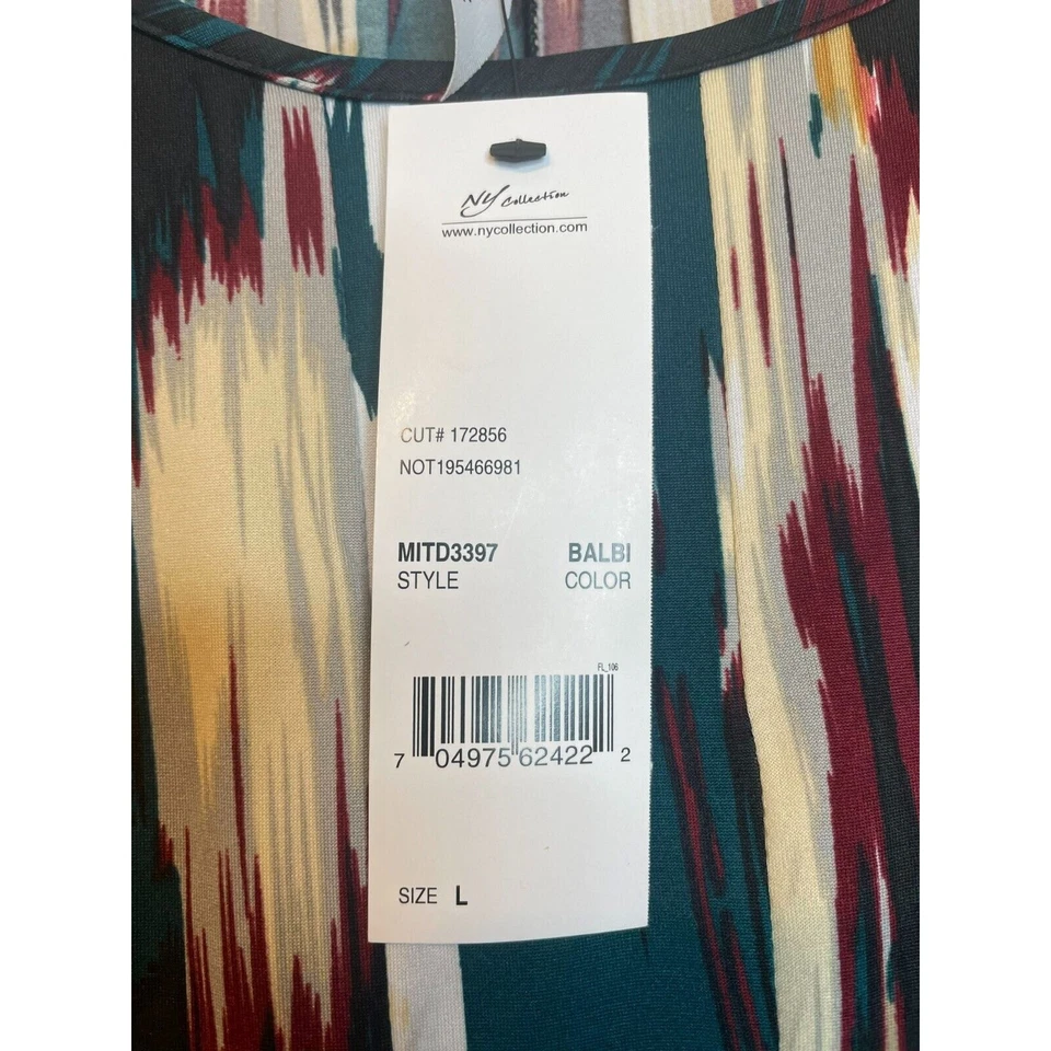 Ny коллекции женщин абстрактный круглый вырез миди платье с коротким рукавом размер L - Изображение 3 из 4