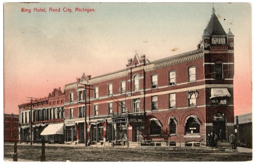 Reed City, MI Michigan 1909 Postkarte, King Hotel, R.P.O. Poststempel - Bild 1 von 2