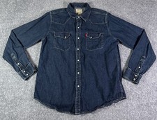 VTG Y2K Levi Strauss Authentic Jeanswear Shirt Mens L Western Denim Pearl Snap