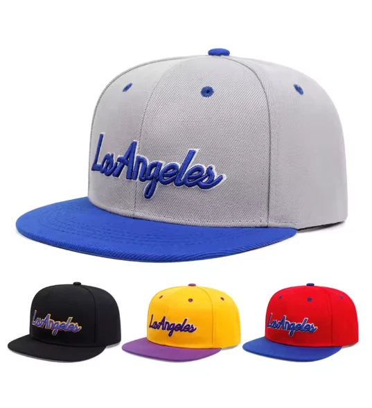 LA Los Angeles Embroided Flat Brim Baseball Cap Adjustable Sun Protection