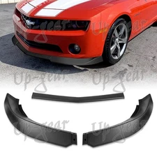 For 2010-2013 Chevrolet Camaro V6 Unpainted Black Front Bumper Spoiler Lip 3PCS