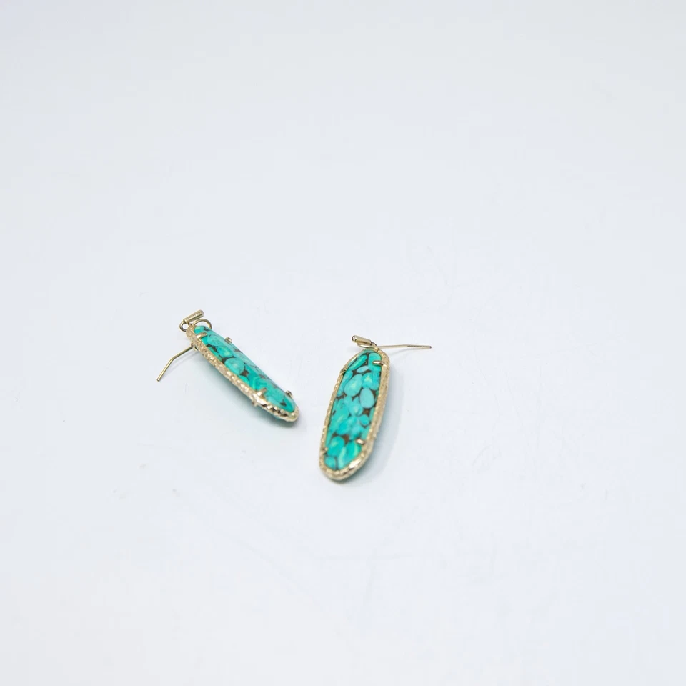 Pendientes Kendra Scott Layla bronce veteado verde azulado magnesita chapados en oro amarillo de 14 k Foto 2 de 2