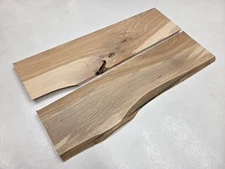 26" Unique Set Of 2 Hickory Live Edge Lumber Wood Kiln Dried Board Slab