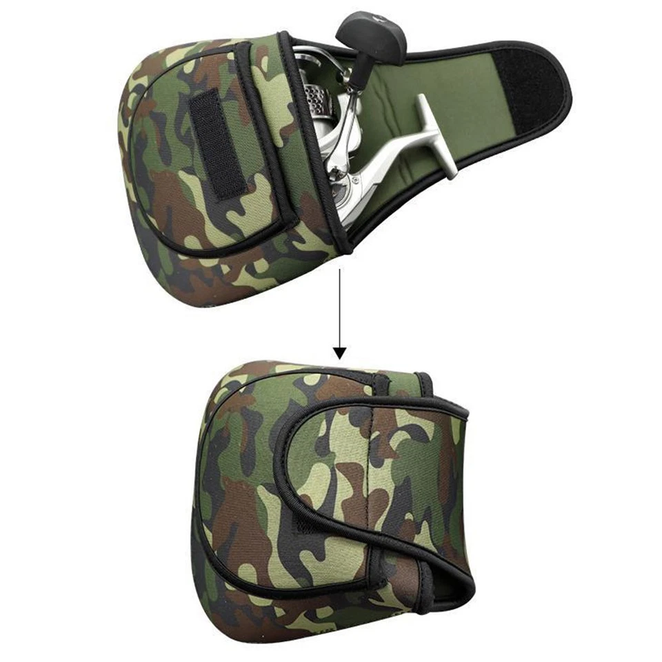 Bolsa de almacenamiento de carrete de pesca impermeable estuche giratorio cubierta camuflaje bolsa protectora ∂ Foto 4 de 4