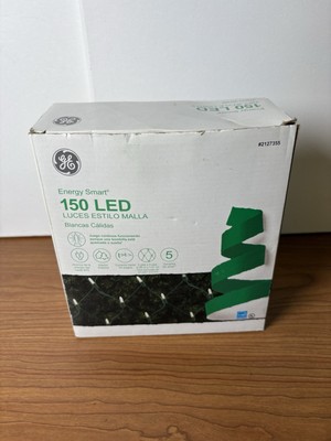 GE 150 LED Energy Smart Net Style Lights Warm White Christmas Green Wire 4x6 FT