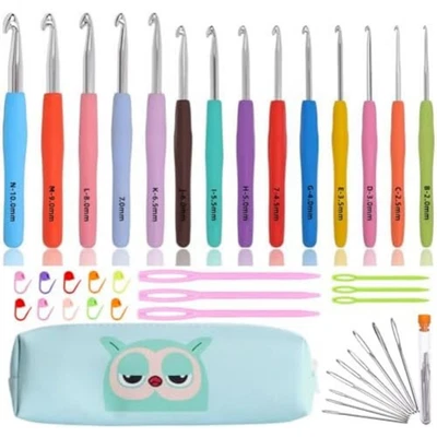 BRANDED Crochet Hooks Set Clover Amour Steel Pastel 14 Pcs Ergonomic Easy Grip Bright