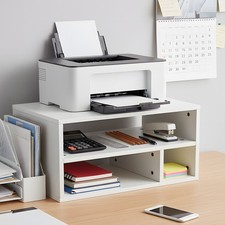 3-Tier Printer Stand Desk Organiser Wooden Storage Shelf for Office Home Table