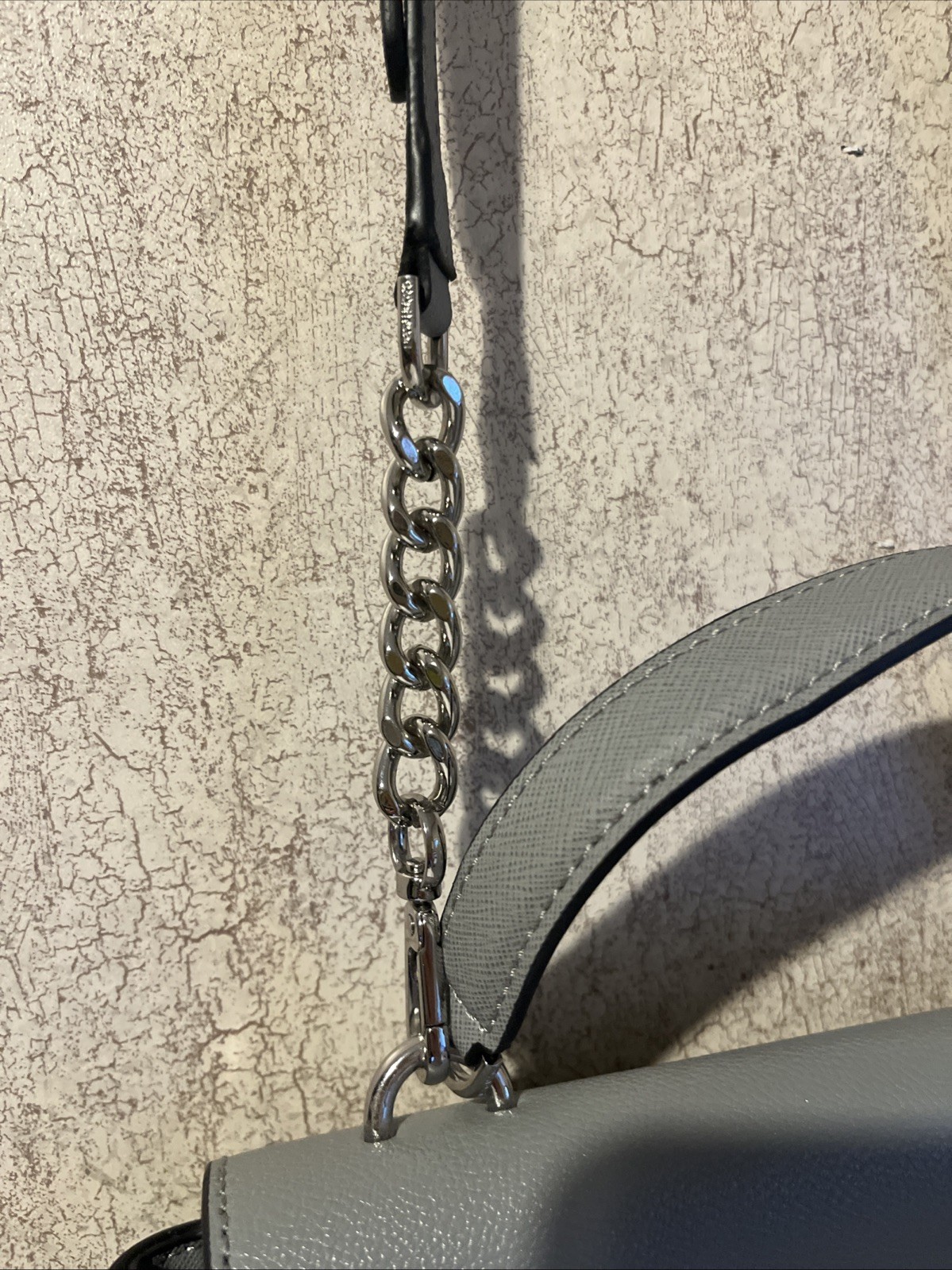Calvin Klein Crossbody Bluish Gray Chain Accent Silver Hardware Minimalist EUC — image 3