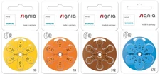 Signia Hearing Aid Batteries 10, 13, 312, 675.