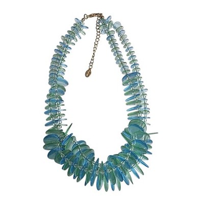 Bijoux Terner Blue & Green Acrylic Bead Statement Necklace