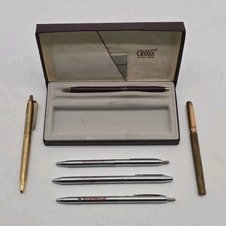 Cross Metal Pencil Ballpoint Pens Lot with Chrome Includes Case Lot #87
