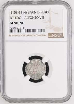 #ad #ad NGC GENUINE Alfonso VIII 1158 1214 SPAIN TOLEDO Silver Dinero $83.36