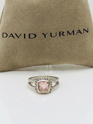 David Yurman Petite Albion Ring mit Morganit und Diamanten Größe 6