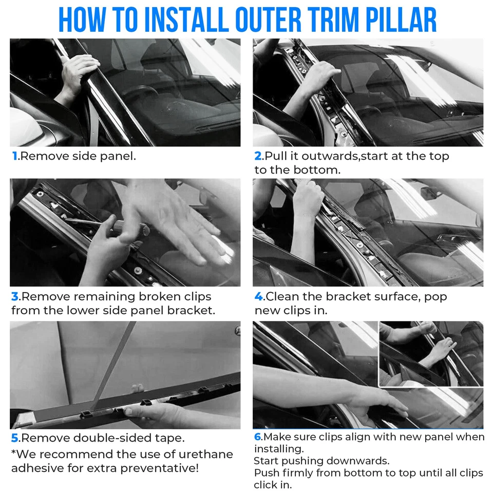 Parabrisas lado izquierdo derecho para Ford Explorer 11-2019 moldura pilar A 4 piezas Foto 4 de 4