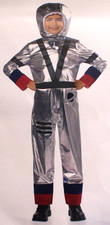 Halloween Boy's Astronaut Jumpsuit  Hood Costume Silver Size Medium 8-10 