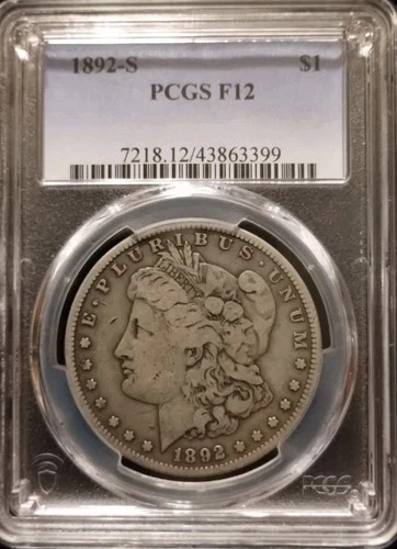 1892 S Morgan Silver Dollar PCGS F12