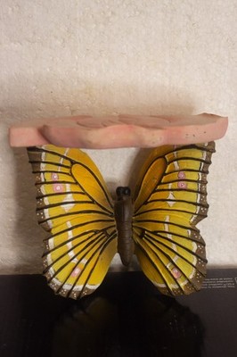Butterfly Wall Shelf   Hand Painted Resin   Pink Flower Shelf   6  Wide 