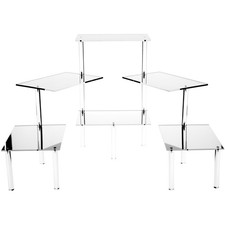 Plymor Acrylic Rectangular 6-Platform Multi-Item Riser Mirrored , 18.75" x 54"