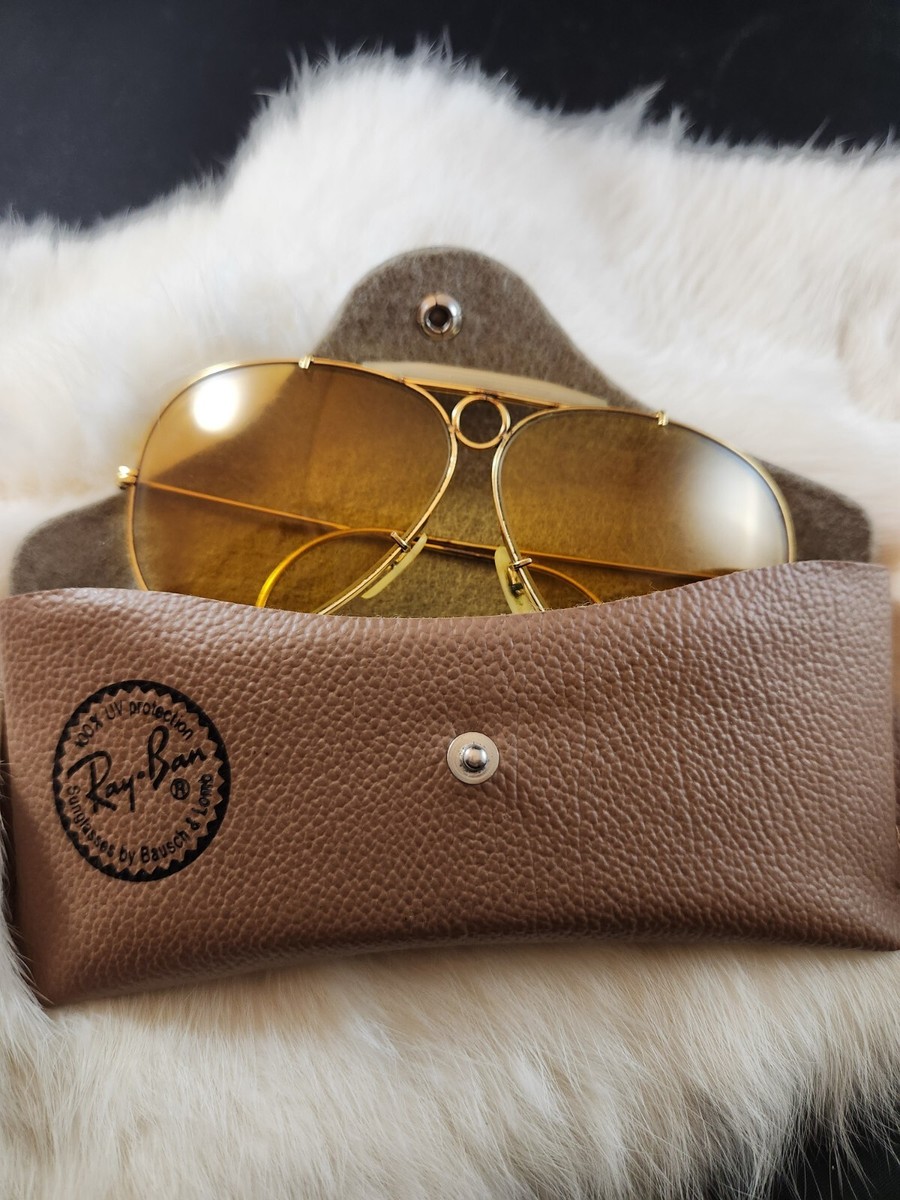 B&L RAY-BAN AMBERMATIC WRAP-AROUNDS OUTDOORSMAN AVIATOR SUNGLASSES