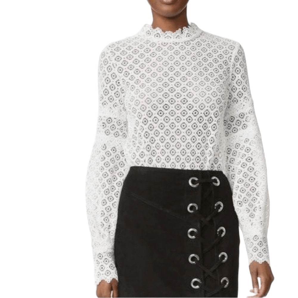 IRO Amia Lace Long Sleeve Top Women's White Size | eBay