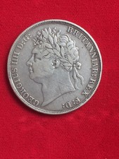  1821 GREAT BRITAIN SILVER CROWN KING GEORGE IV (IIII)  SECUNDO ON THE EDGE.