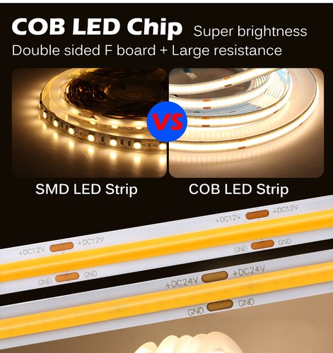 IP67 Wasserdicht Ra90+ COB LED Streifen Strip weiß warmweiß keine Lichtpunkte 5M - Picture 5 of 12