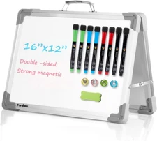 Small Magnetic White Board | Foldable Double-Sided Mini Easel with Holder