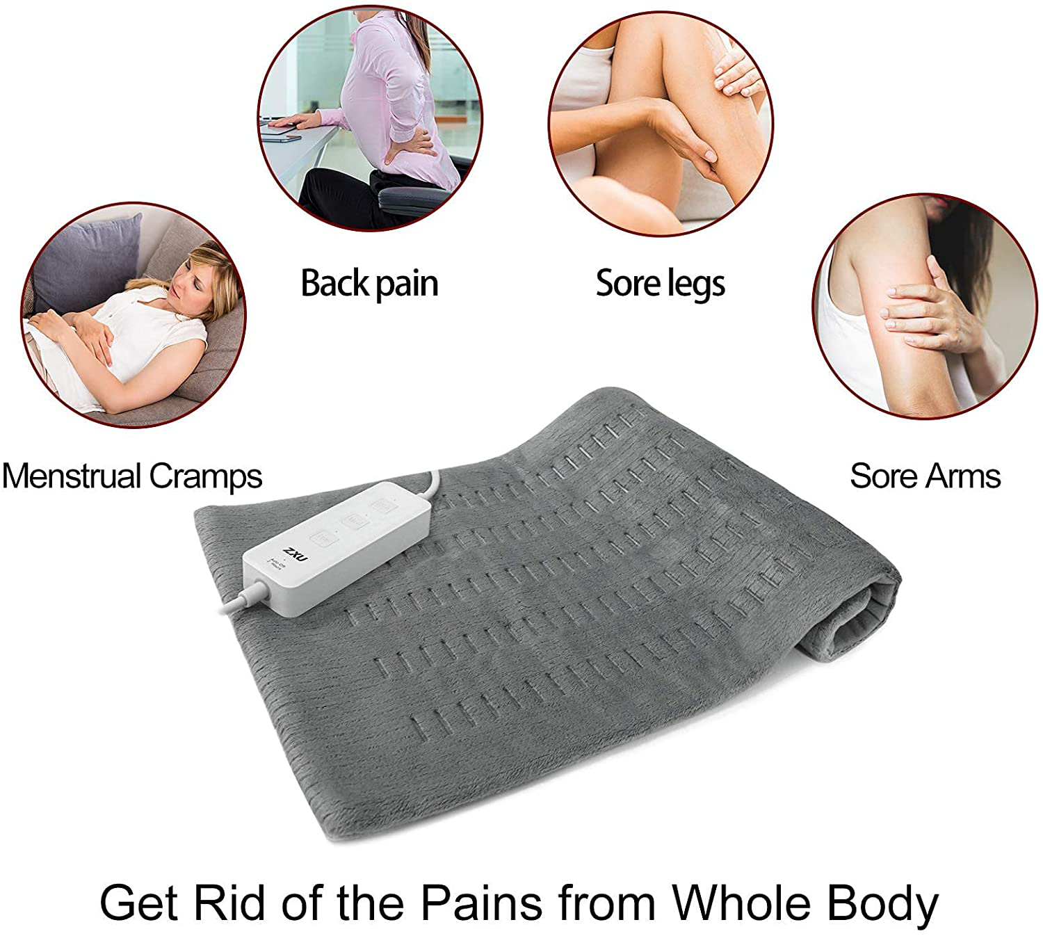 Calming Heat Weighted Heating Pad 12X24 Back Pain Relief Cramps Auto