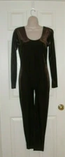 Jumping Joy Brown Velvet Jumpsuit Long Sleeve Stretch Size Medium New