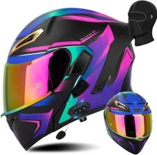 Bluetooth Modular Motorcycle Helmet DOT Approved Flip Up Full Face 