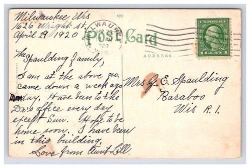Postkarte: WI 1920 Öffentliche Bibliothek, Milwaukee, Wisconsin - Veröffentlicht - Bild 2 von 2