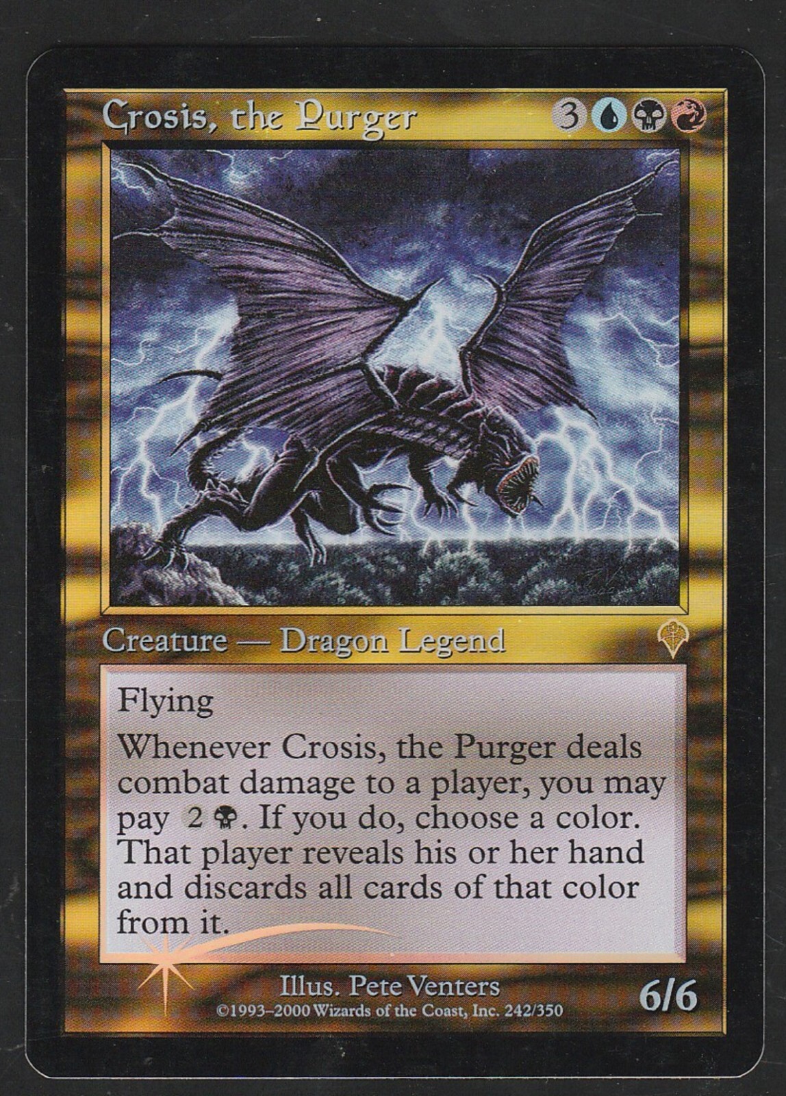 Magic the Gathering #242/350 CROSIS, the PURGER Invasion Gold Foil Rare 2000 NM