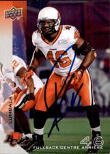 Rolly Lumbala Signed 2014 Upper Deck CFL Football card #6 BC Lions