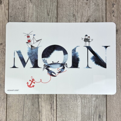 Platzmatte 43x28cm - Moin Krabbe - maritimes Tischset von Heimartliebe 