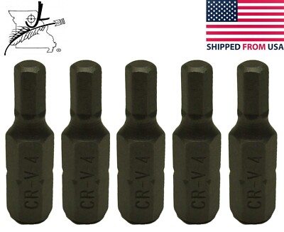 5x 4mm Allen Bits H4 Metric 25mm/1'' Long 1/4'' Hex Shank Screwdriver Drill