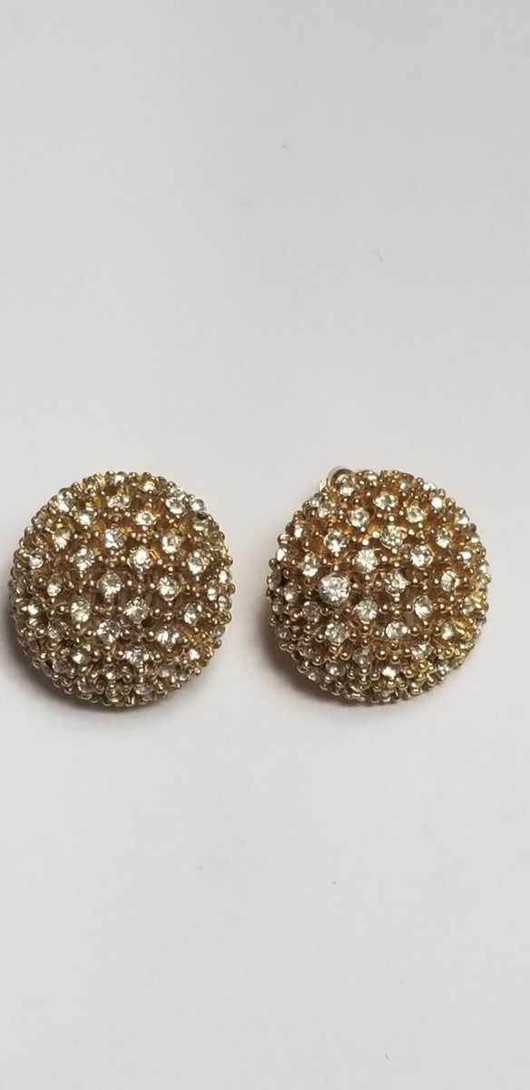 洋楽 SPOT BLOWN / SPOT BLOWN Vintage Pat 156452 Gold Tone Rhinestone Button clip on earrings | eBay
