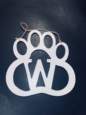 Paw Print Sign Wooden Plaque Dog Lover Pets Personalize W Wall Hanging Art