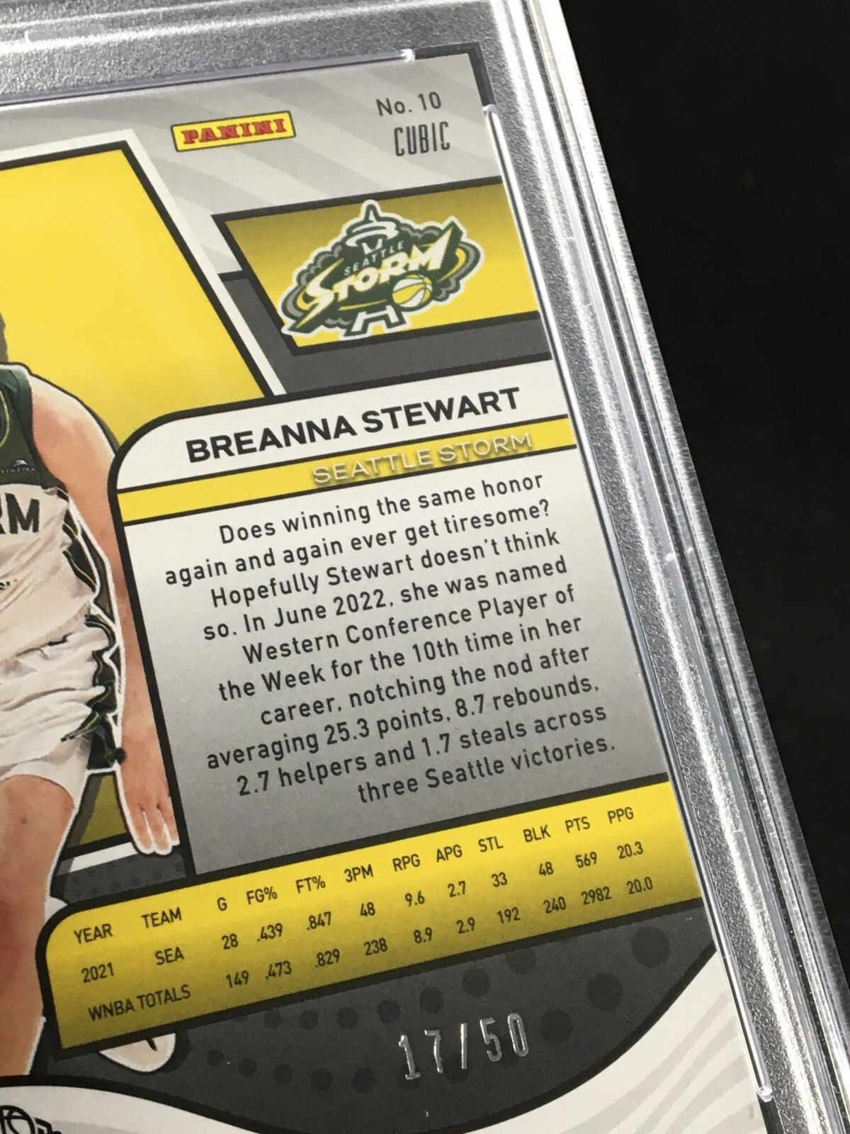 Pop 2 PSA 10 Breanna Stewart 2022 WNBA Revolution CUBIC /50 #10 Storm view 3