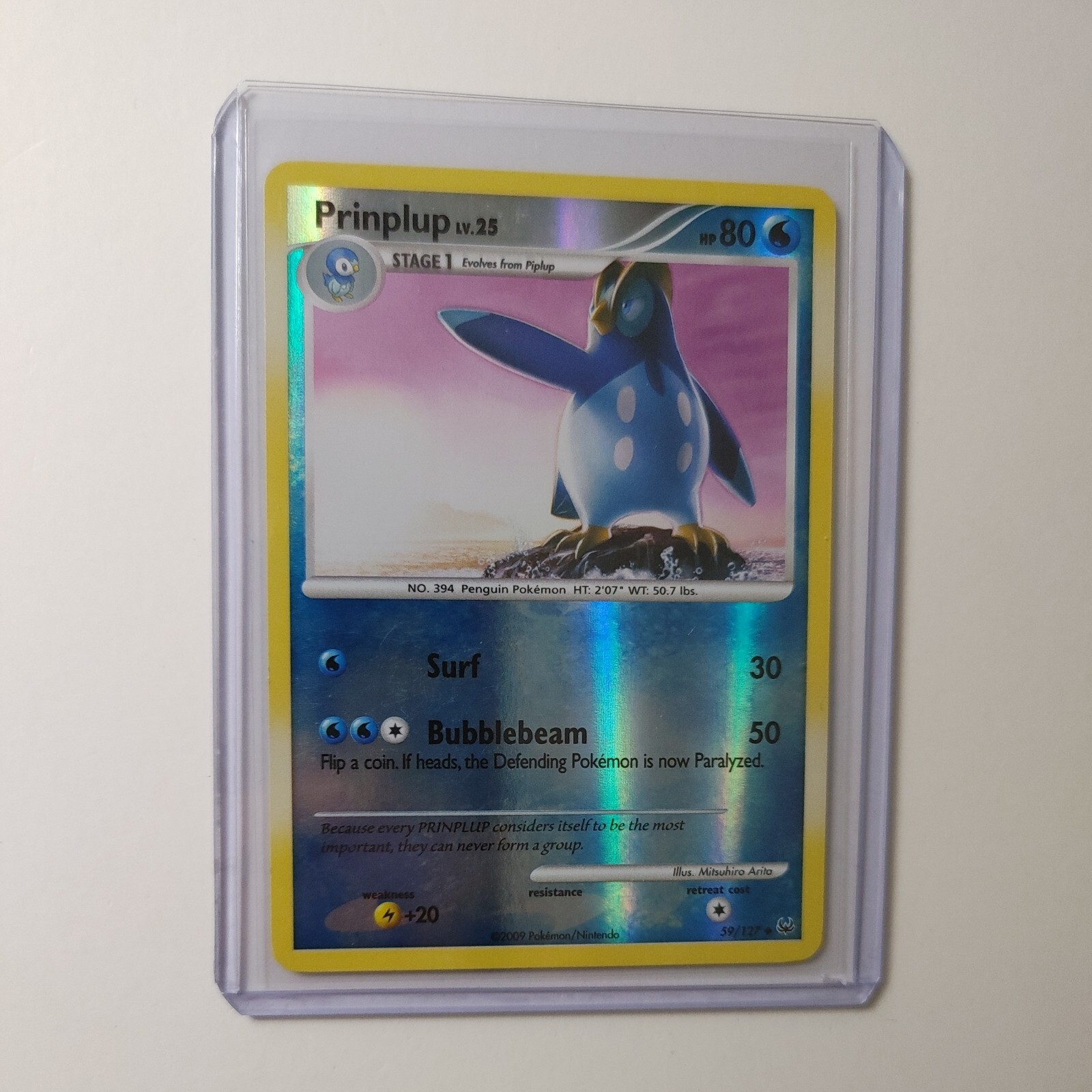 Prinplup 59/127 Platinum 2009 Pokemon Card Uncommon Reverse Holo NM - Mint