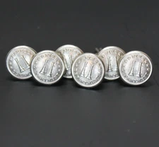 Fire Department Uniform / Shirt Buttons - SIX - 6 - Nickel - 5/8" - England  NOS