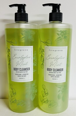 2-Pack Livegreen ~ Eucalyptus Mint Nourishing & Hydrating Body Cleanser 33.8 oz