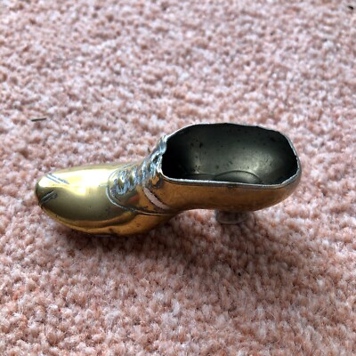 Vintage kleiner Messing Stiefel Schuh englische Deko Ornament Post 40er Jahre Sammlerstück