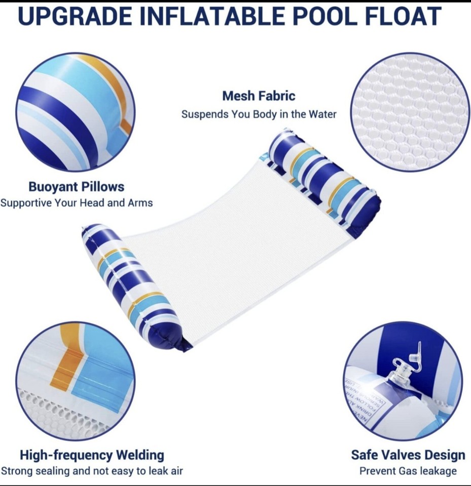 2er-Pack Aufblasbare Pool-Lounges – 4-in-1: Sattel, Sessel, Hängematte, Drifter – Für Erwachsene, Bis 120 Kg, Tolles Design!