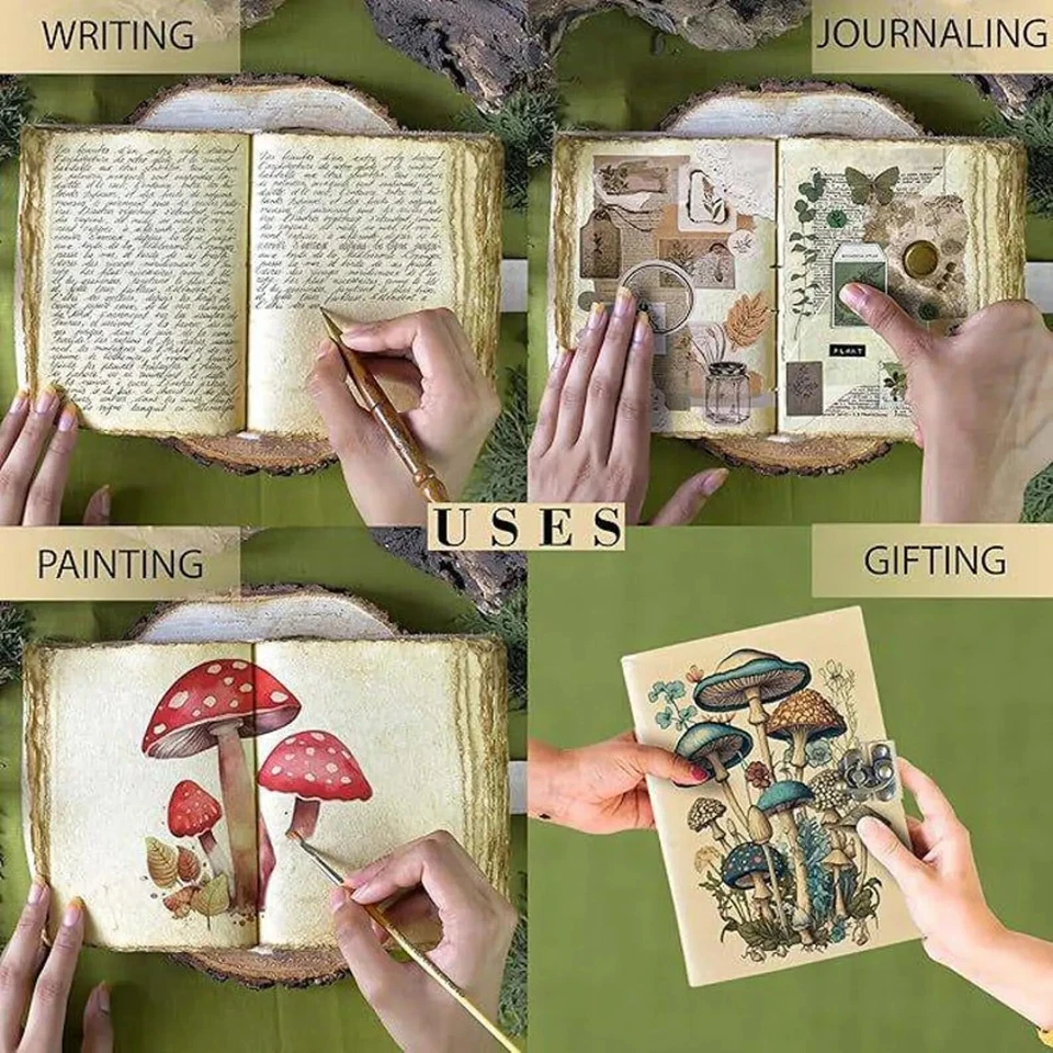 Libro de hechizos en blanco estampado de setas grimorio grande de 400 páginas de cuero sombreado. Foto 3 de 4